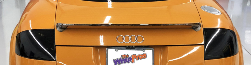 Audi Black Rims, Black Skirt, & Orange Lettering
