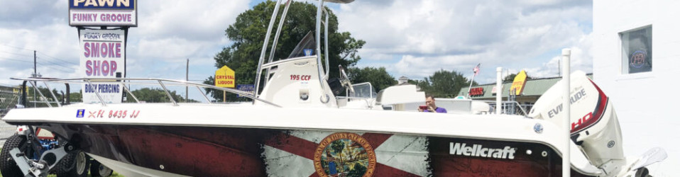 State of Florida Flag Boat